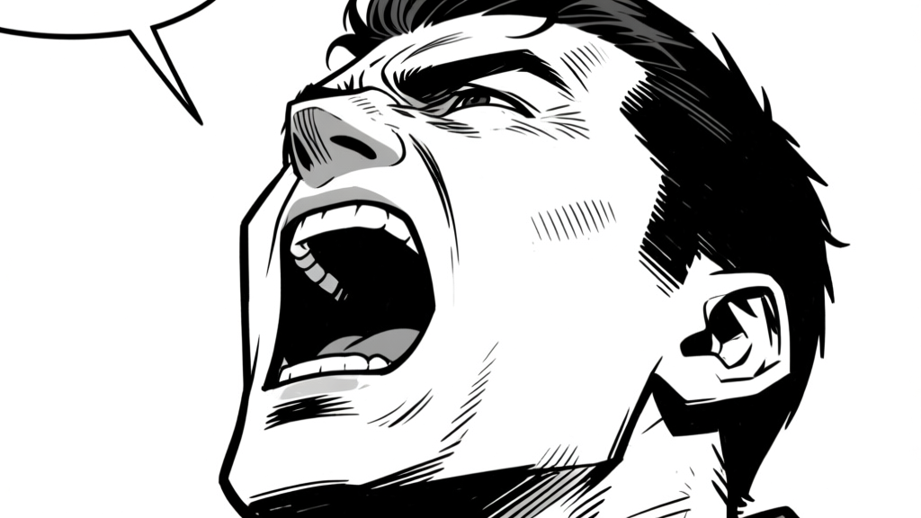 Extreme yell — full muscle engagement