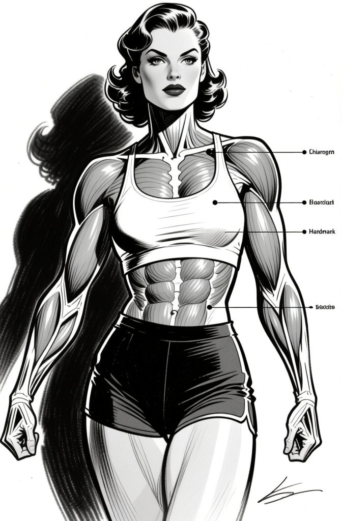 Female heroic figure — ink