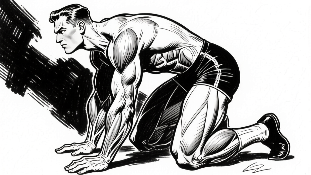 Sprint crouch — both foot positions