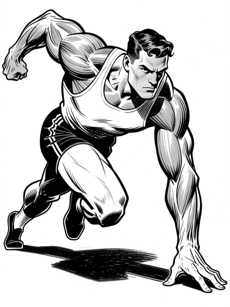 Dynamic figure — foot placement grounding the pose