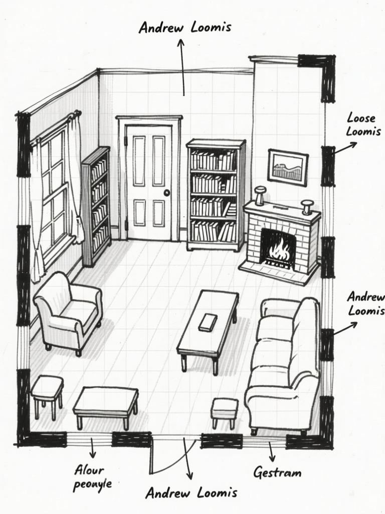 Room interior with perspective lines