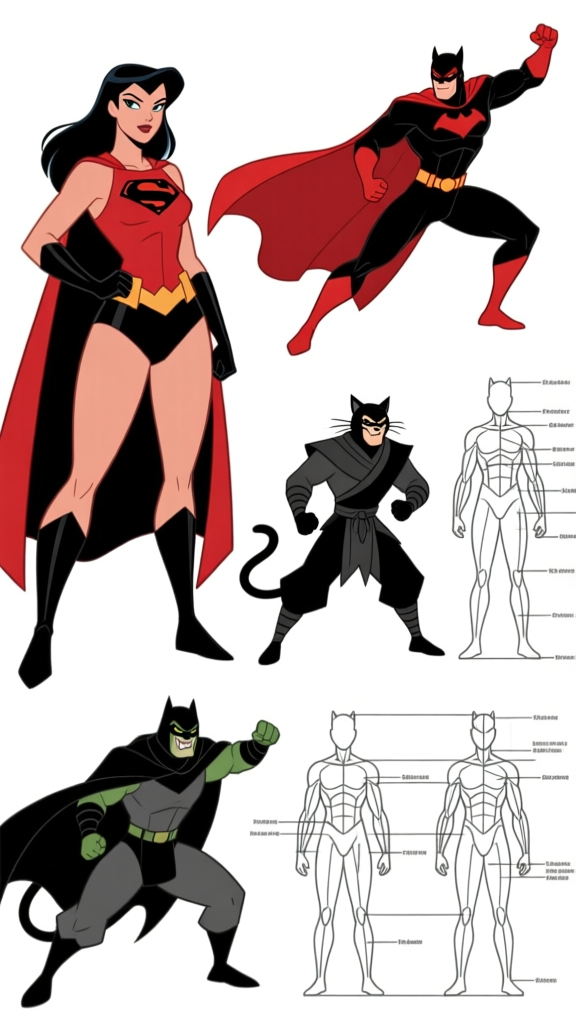 Hero character lineup — colored