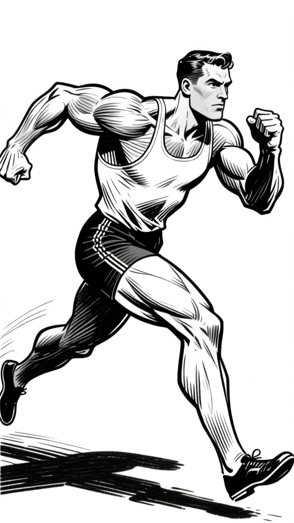 Running figure — foot landing clearly visible
