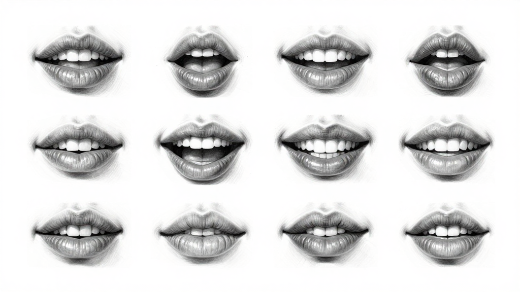 Lips reference — 12 variations