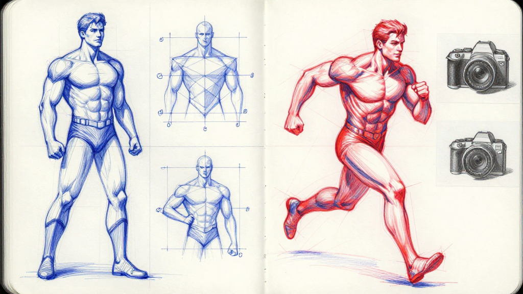 Wireframe figure studies — triangulation