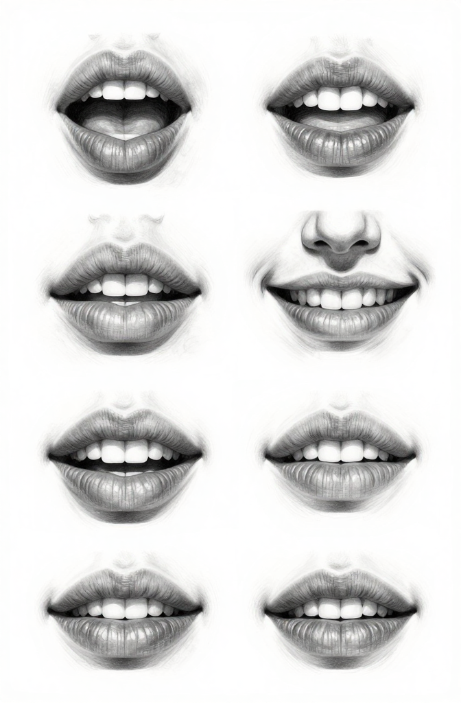 Lips reference — 8 variations