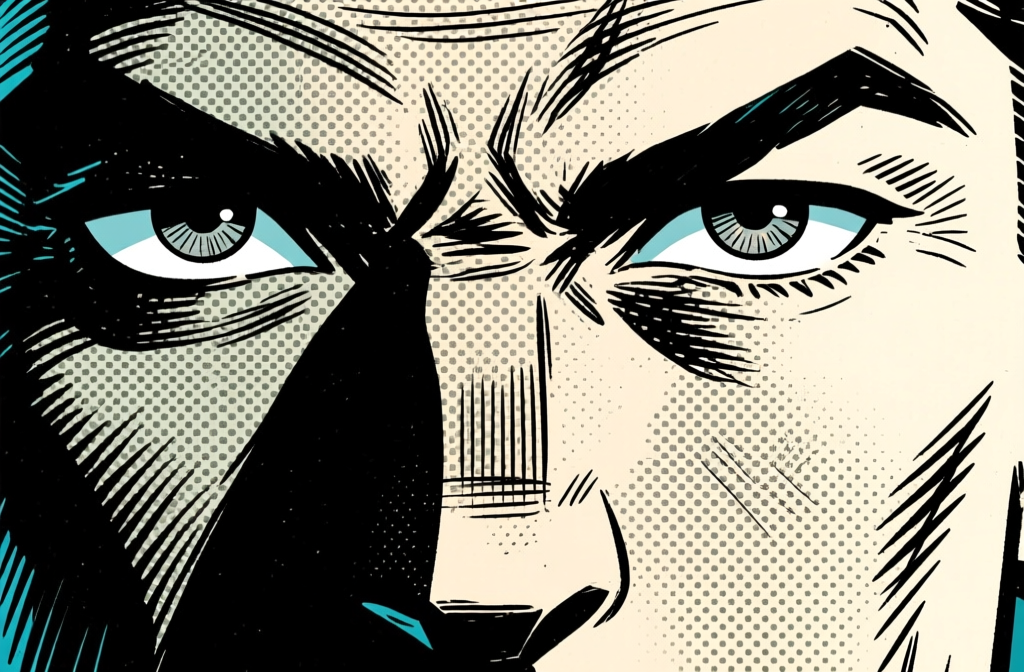 Intense comic book eyes