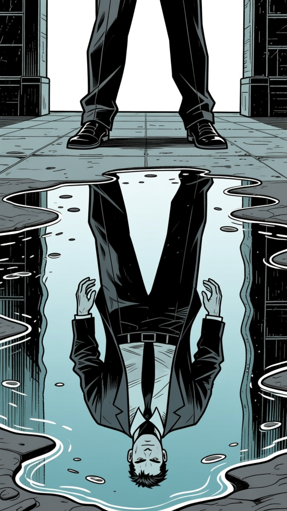 Figure reflected in water — noir