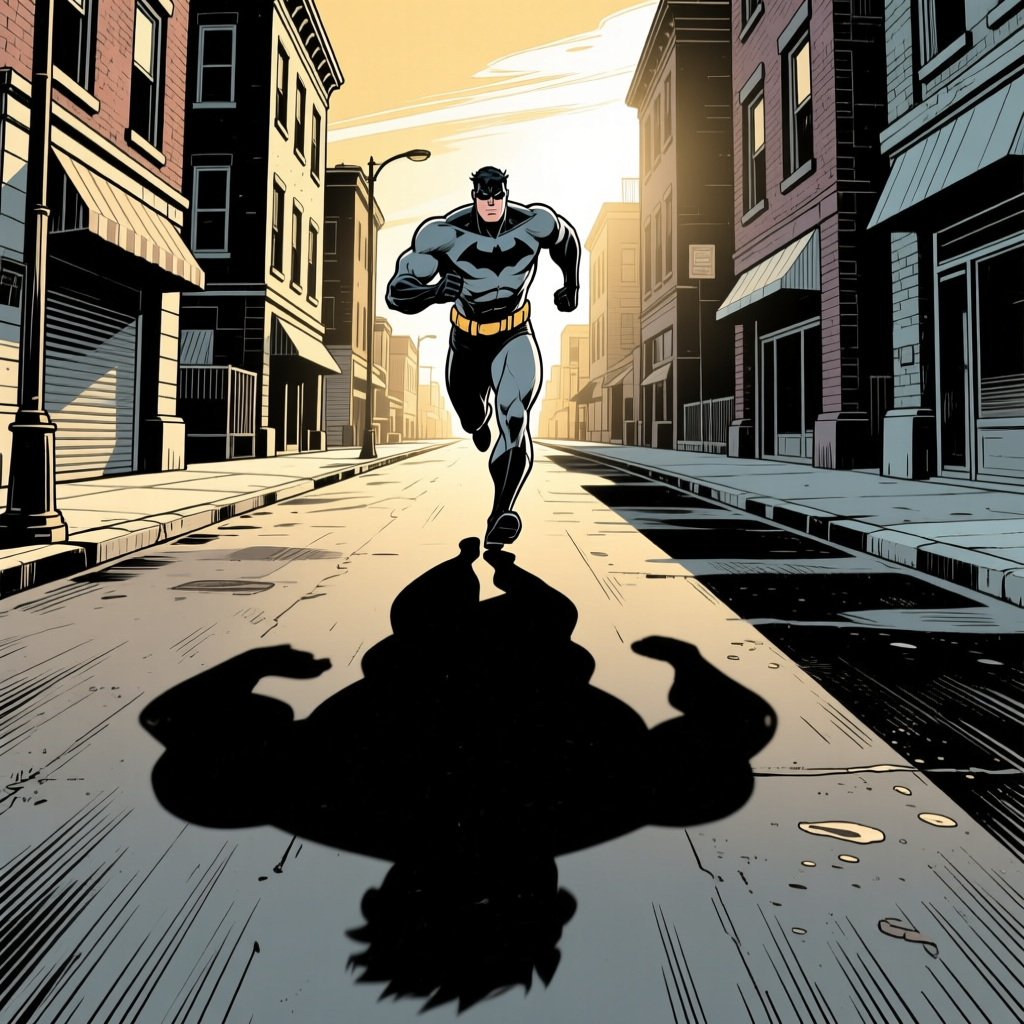 Hero running — city street