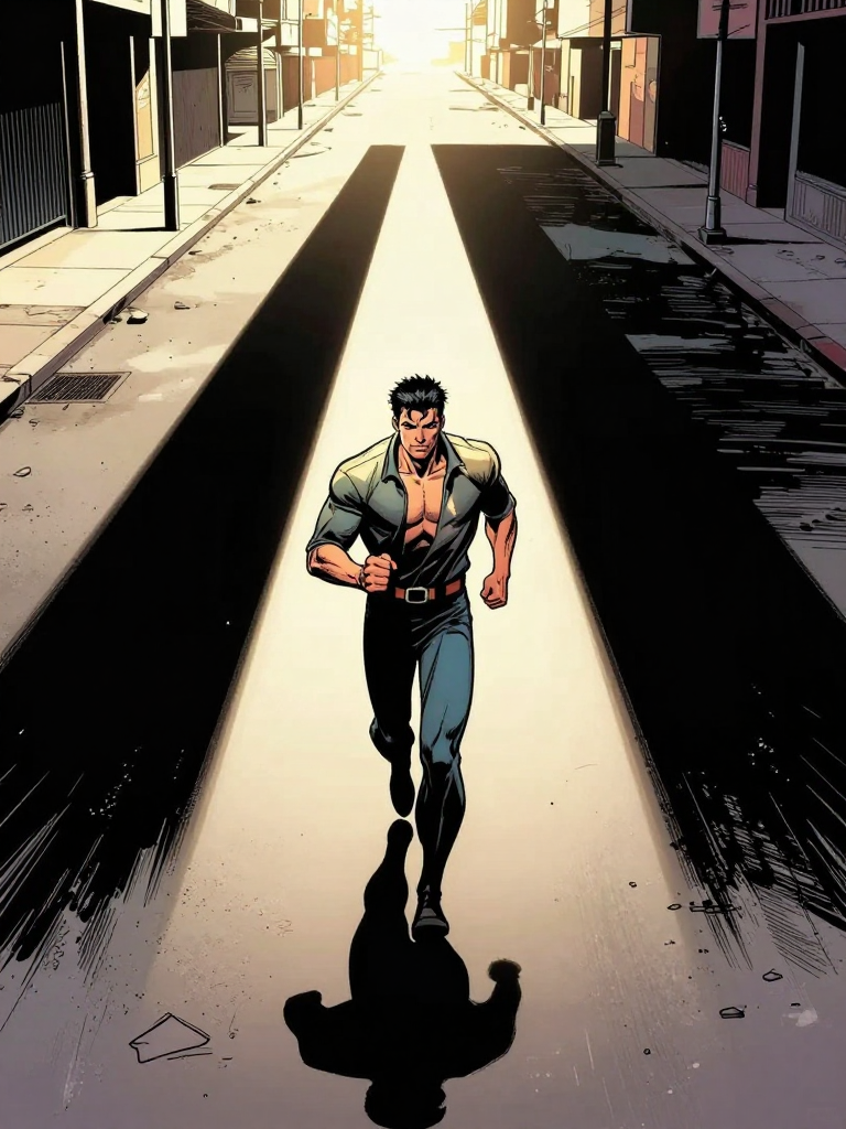 Hero running — city street