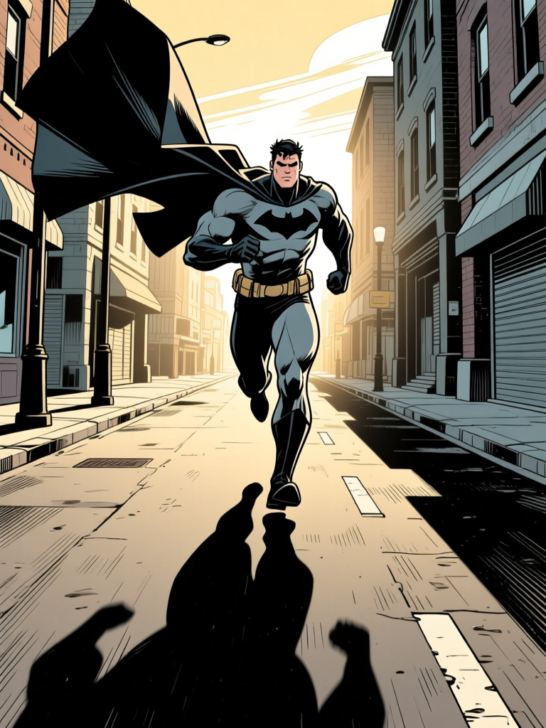 Hero running — city street
