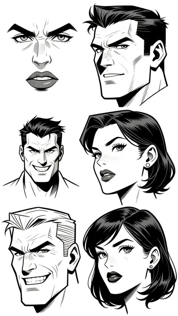 Multiple character faces — variety