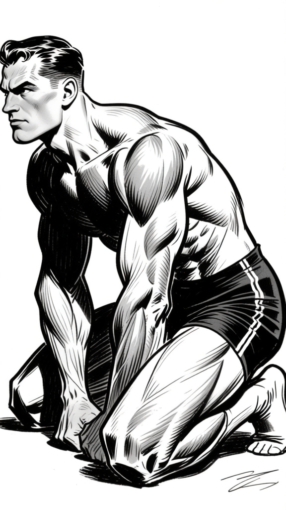 Figure crouching — kneeling