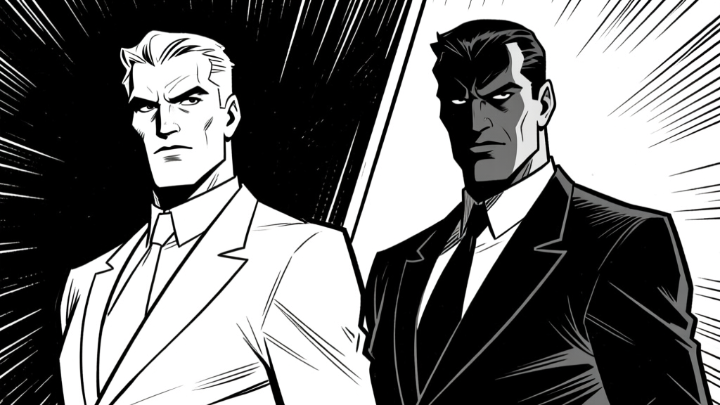 Two characters — dramatic panel