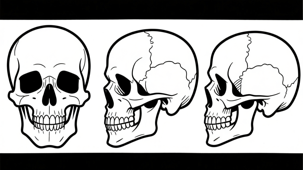 Skull — three views