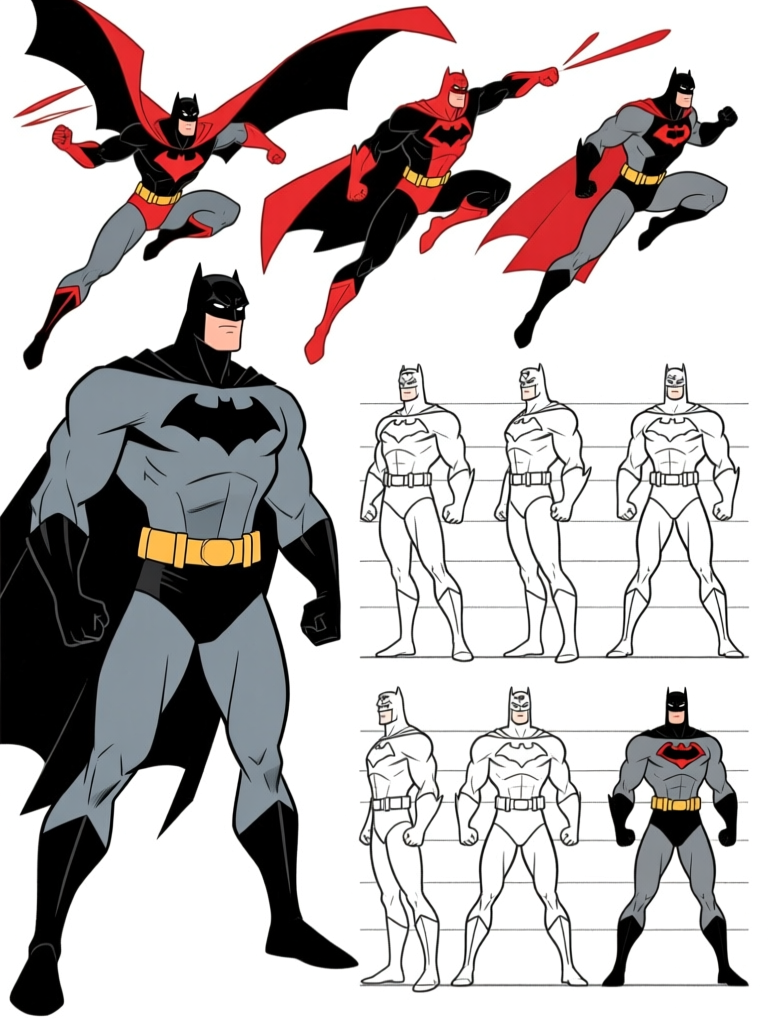 Hero design action and standing poses