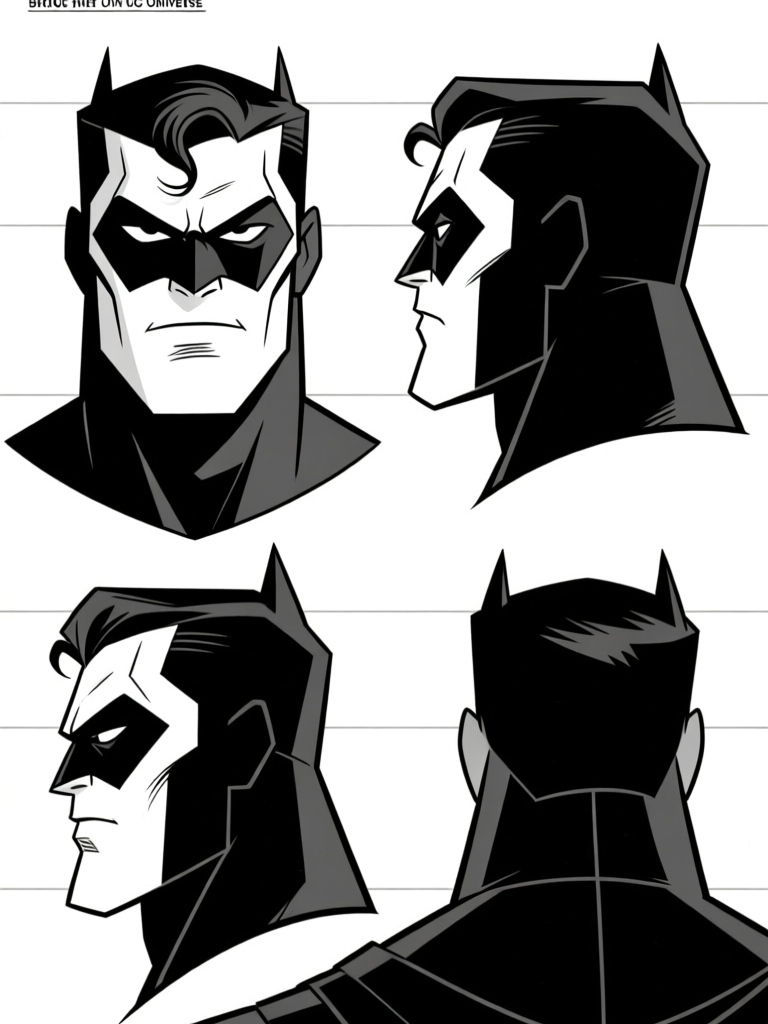Hero head — front, three-quarter, profile