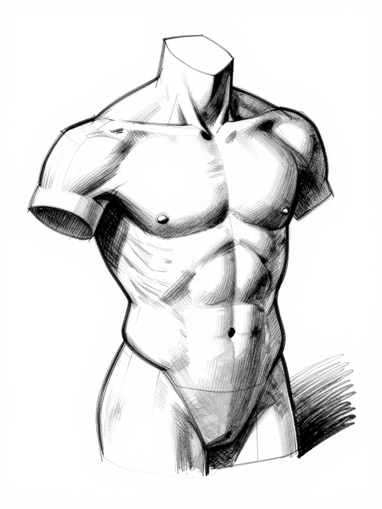 Classical torso — ab stack detail