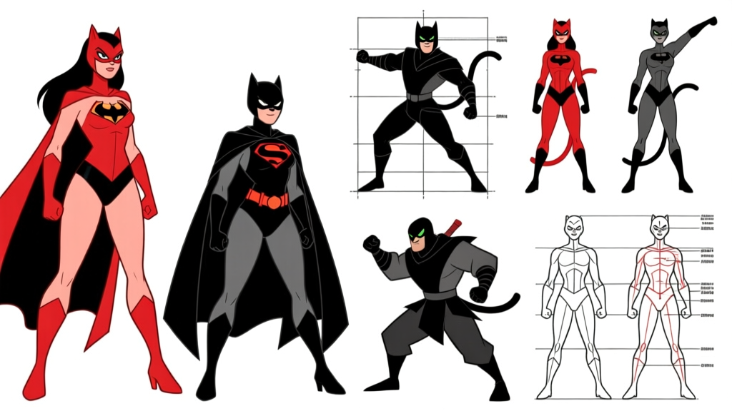 Female hero — poses colored