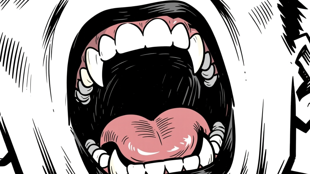 Mouth screaming — extreme close
