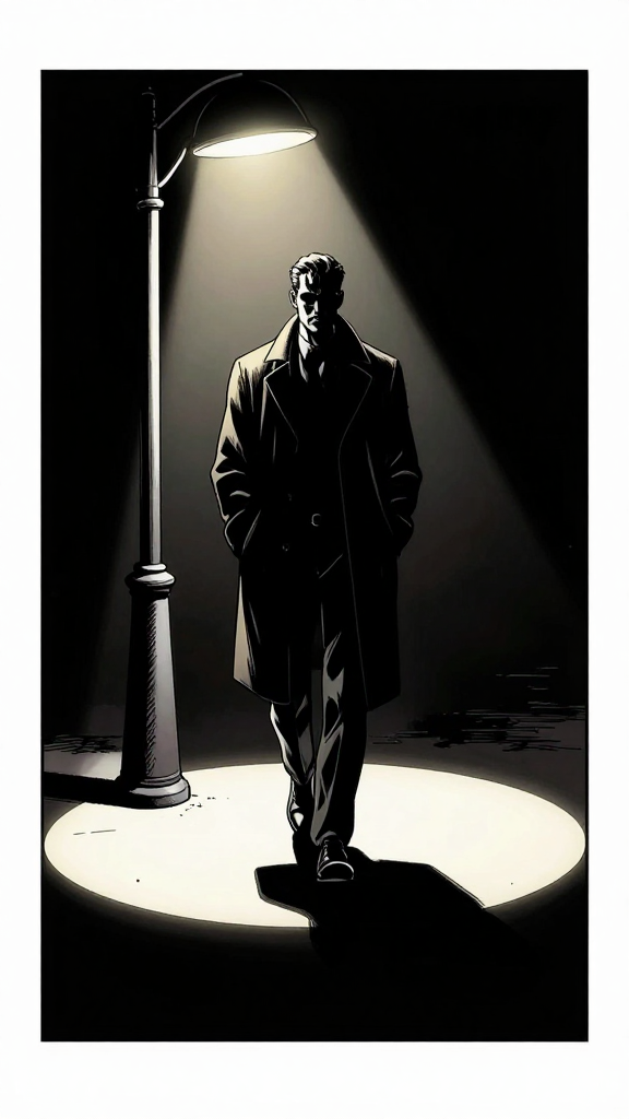 Figure in spotlight — street noir