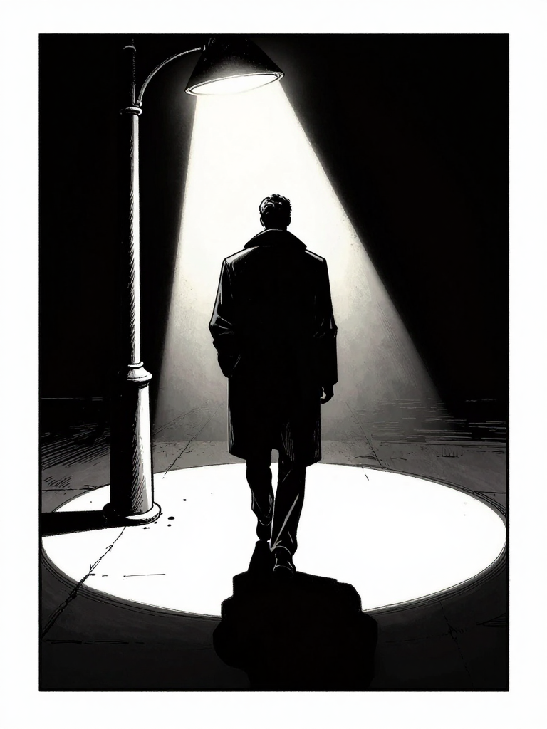 Figure in spotlight — noir photo