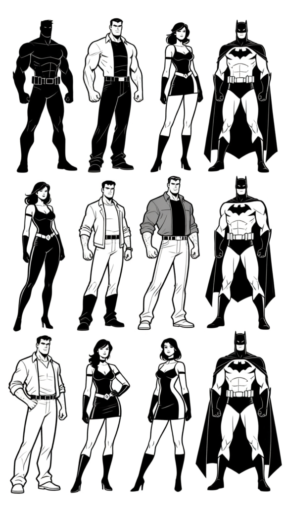 Hero group lineup — silhouettes