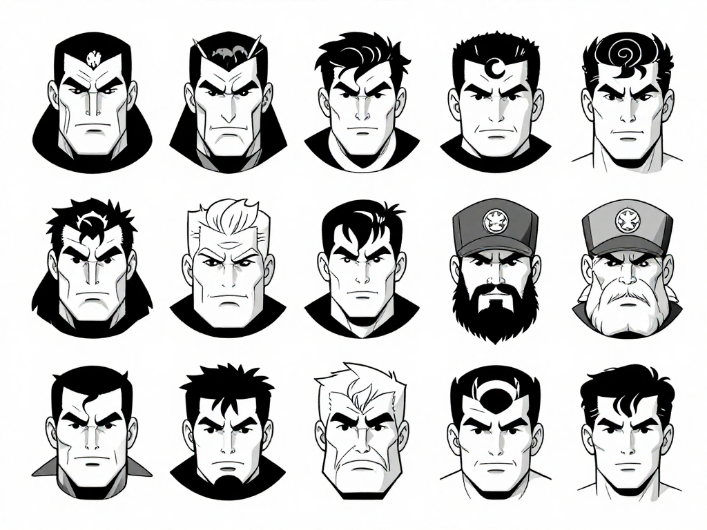 Male face archetype lineup