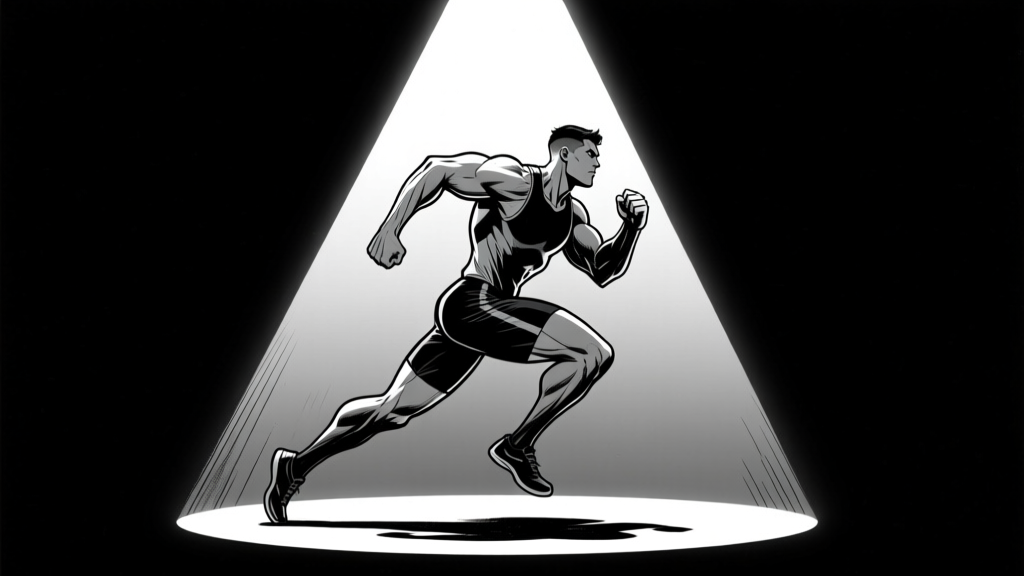 Figure in spotlight — triangle