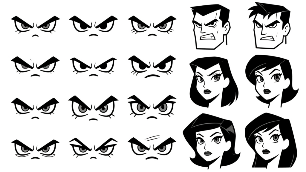 Eyes and brows grid — emotion variations