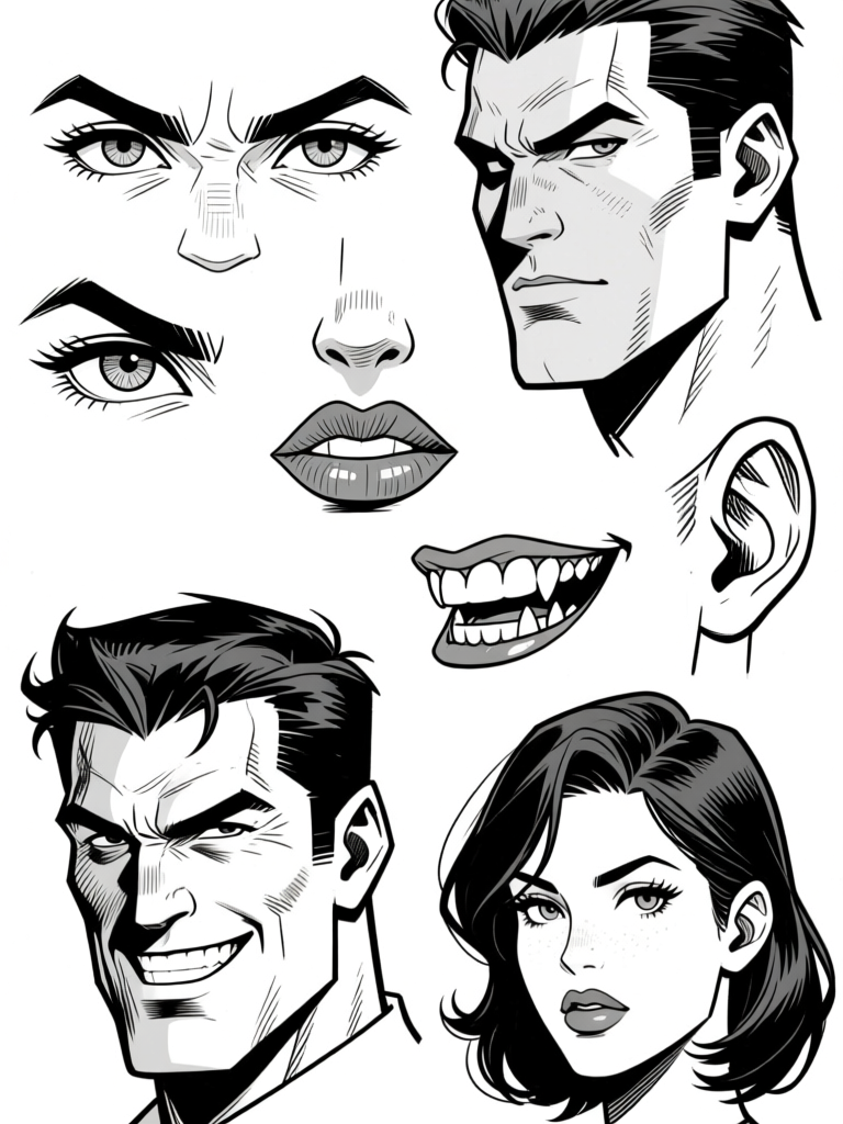 Face features — eyes, lips, teeth