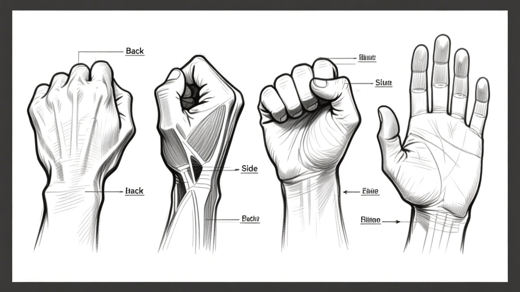 Fist studies — detailed pencil