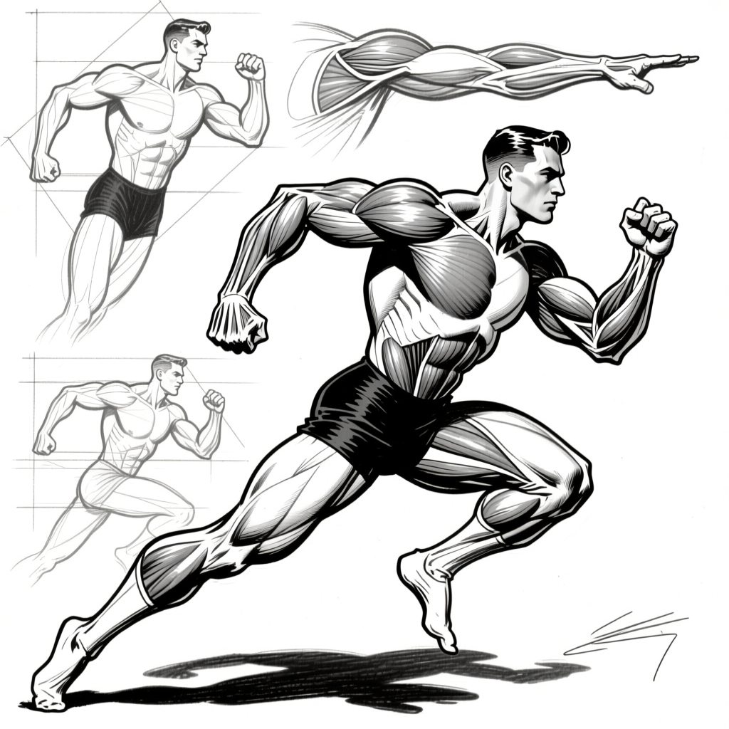 Running hero poses — spine directions