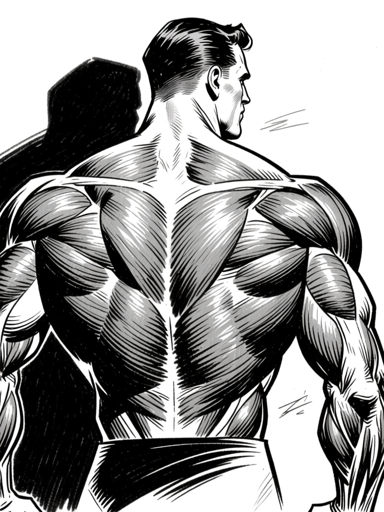 Back muscles — close-up detailed