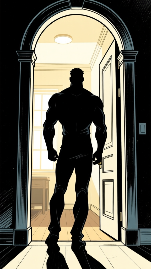 Hero silhouette — doorway composition