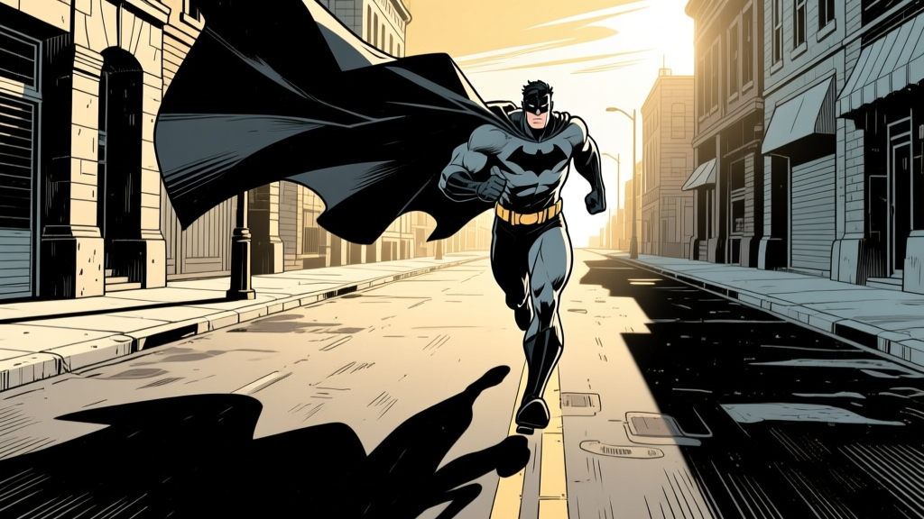 Hero running — city street