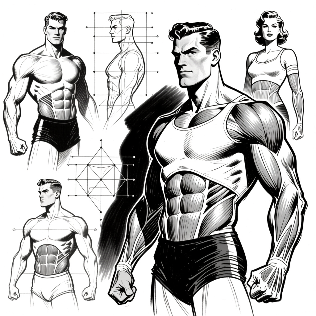 Hero lineup — varied heroic proportions
