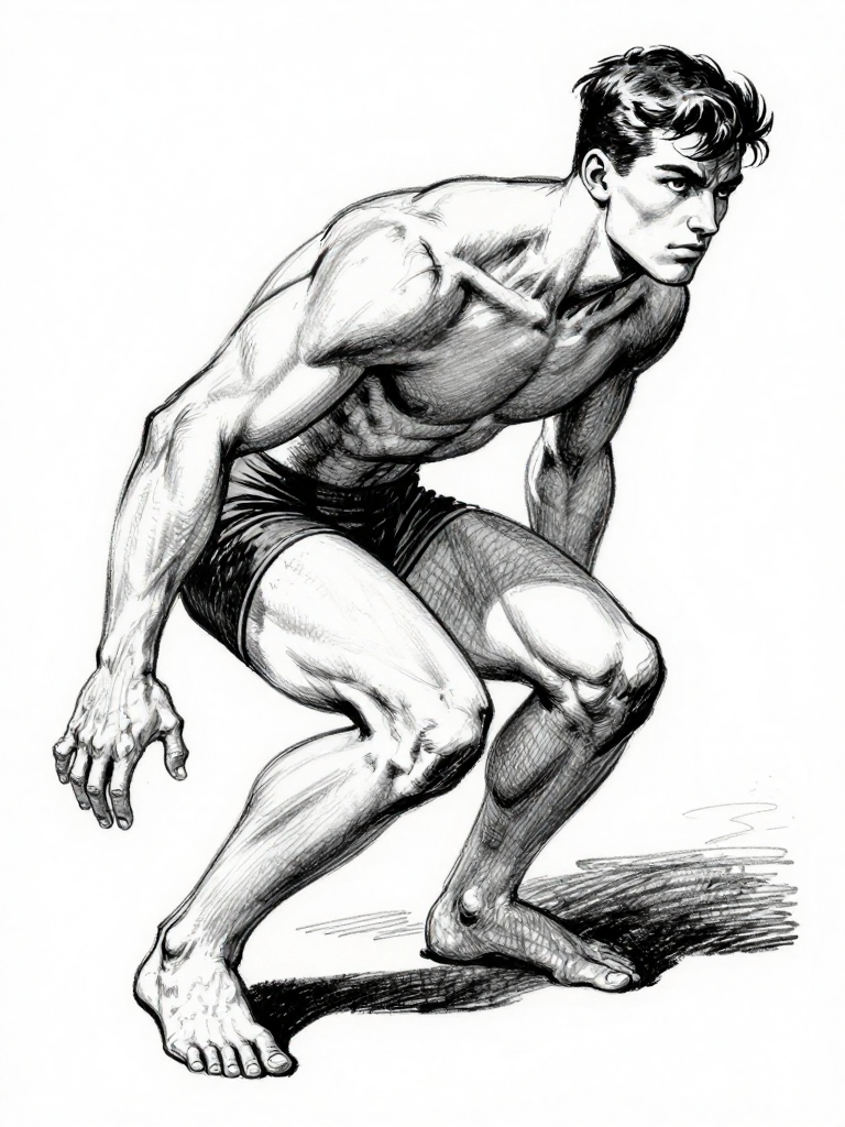 Figure crouching — anatomy study