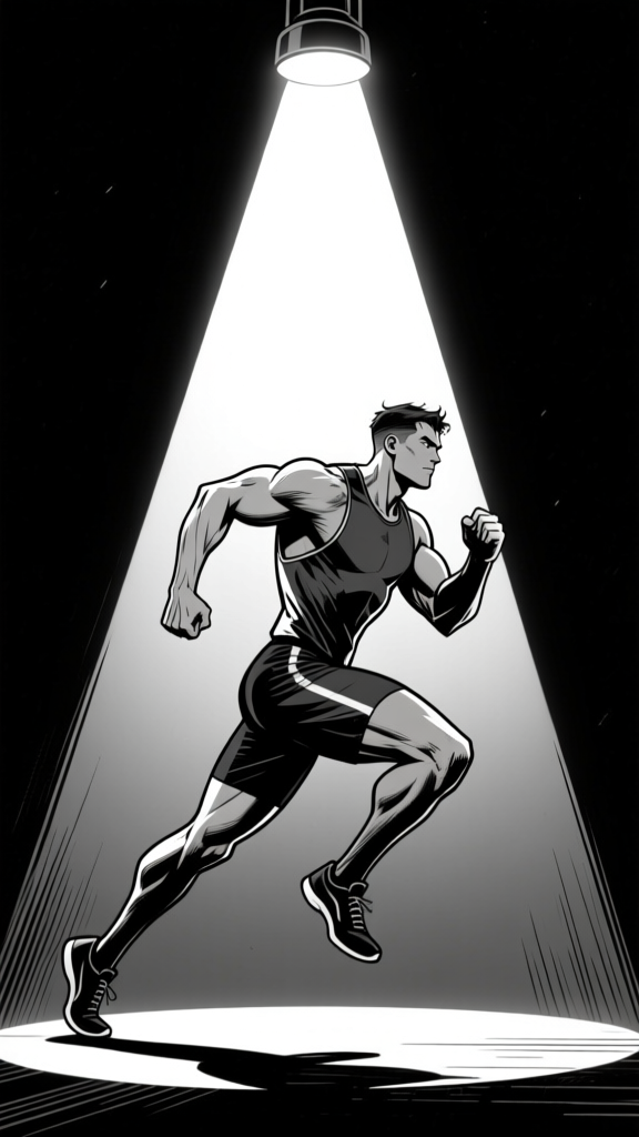 Figure running — spotlight colored