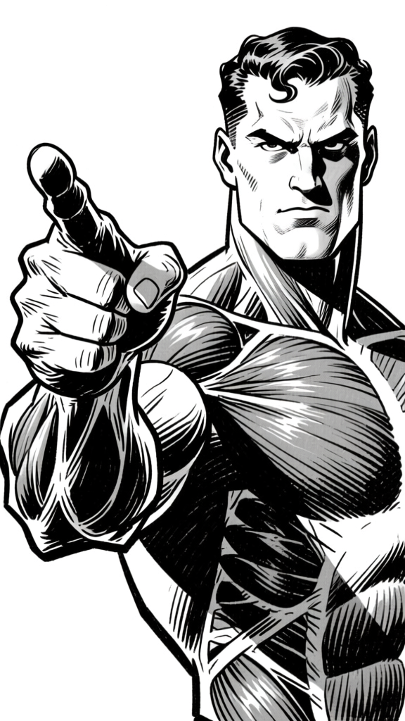 Hero pointing — construction lines