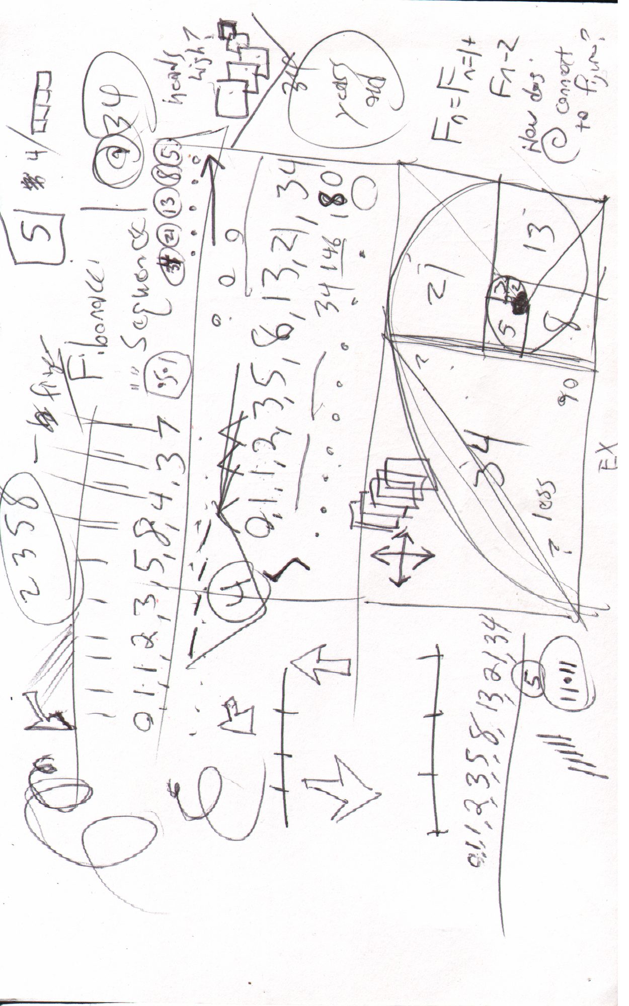Fibonacci sequence numbers and spiral