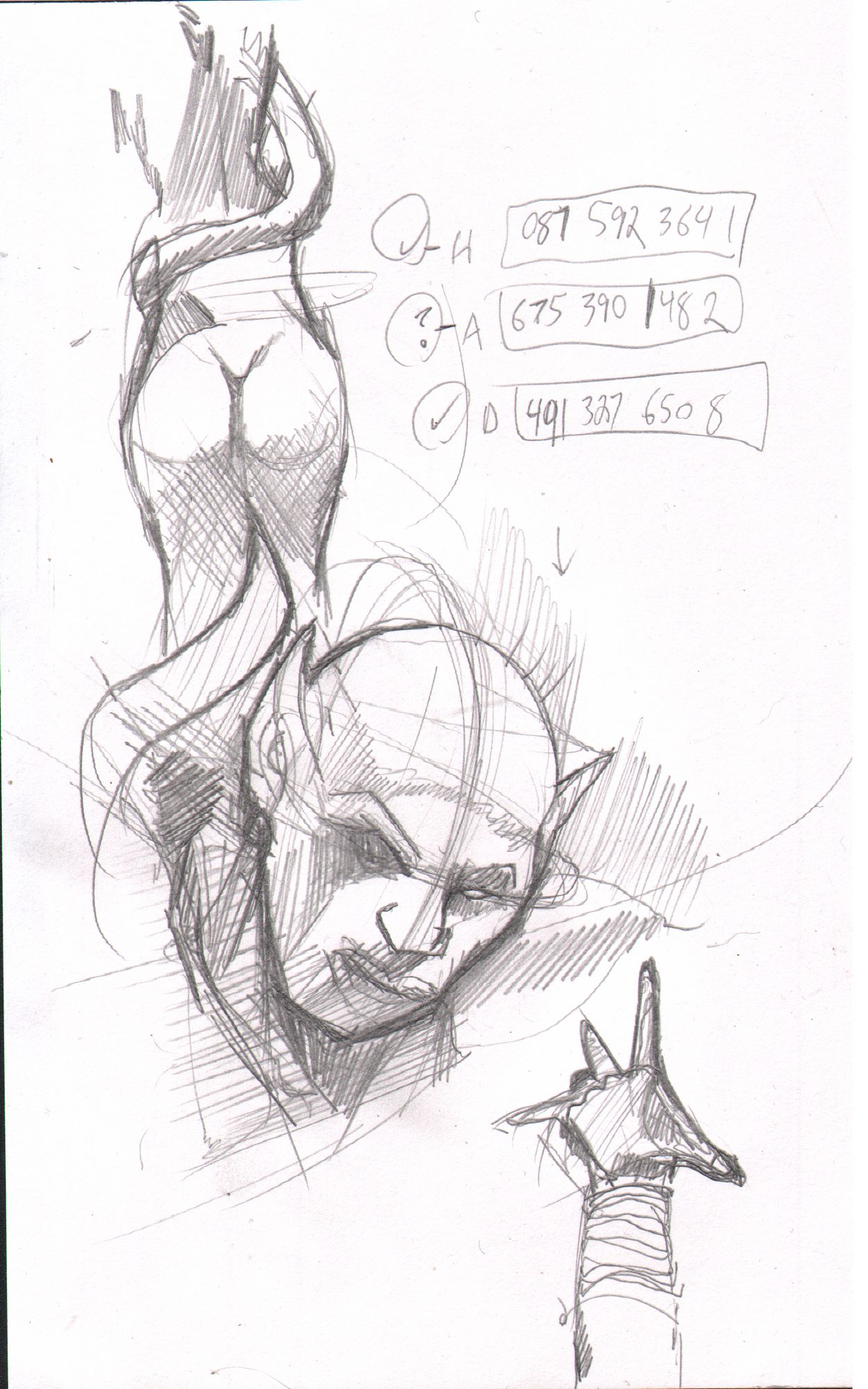 Female back/figure + villain head