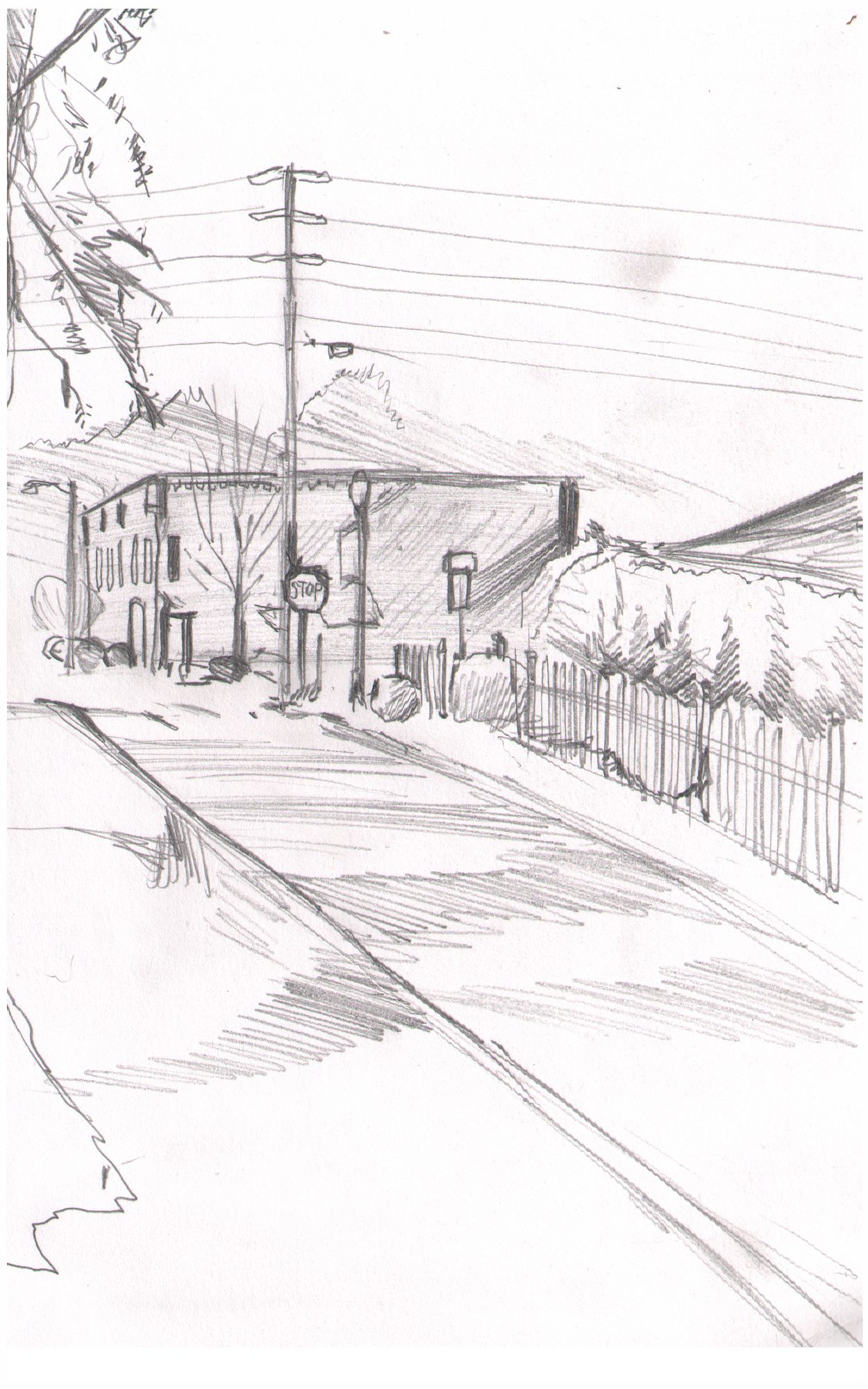 Street scene — one-point vanishing perspective