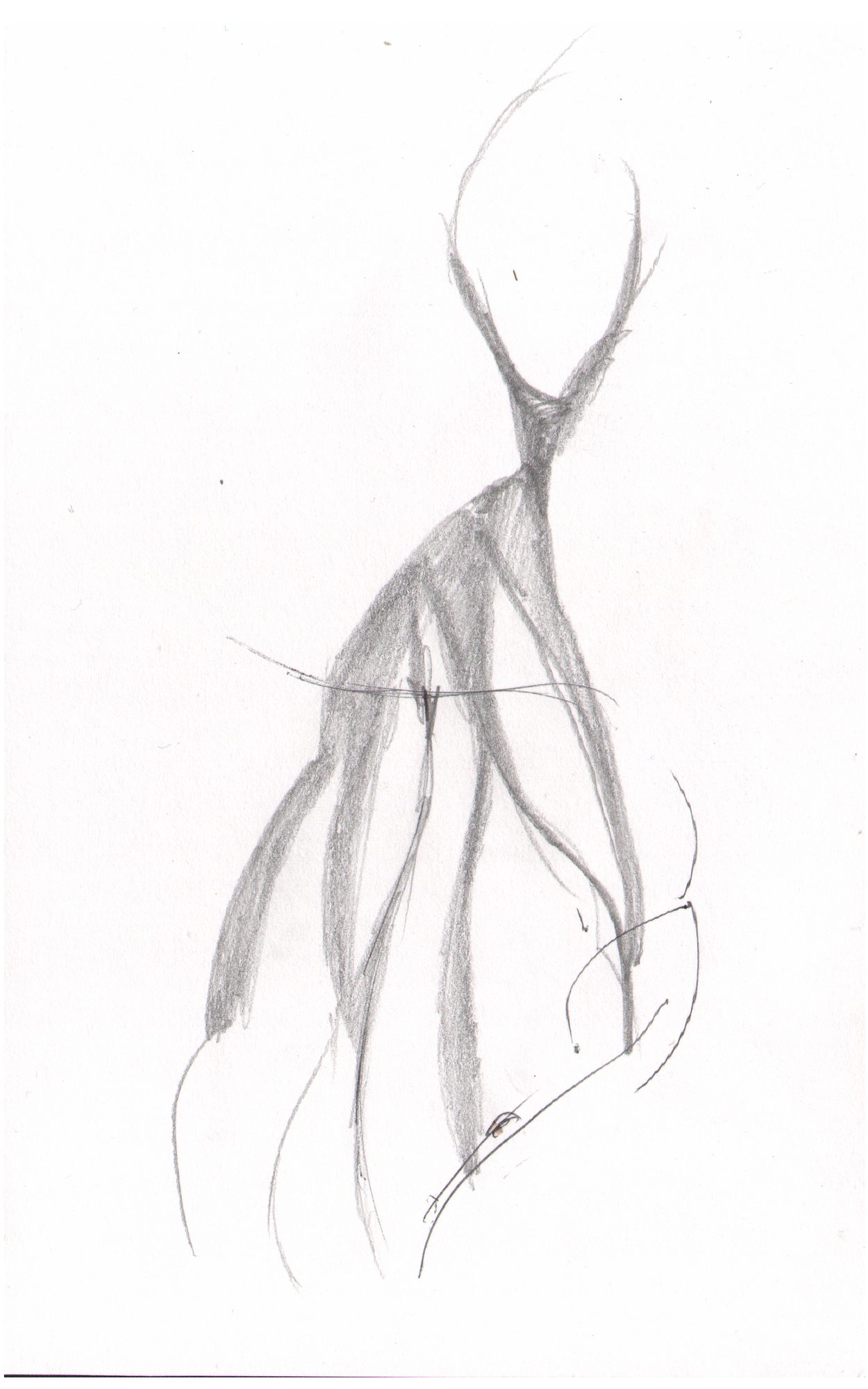 Minimal gesture figure — spine IS the pose