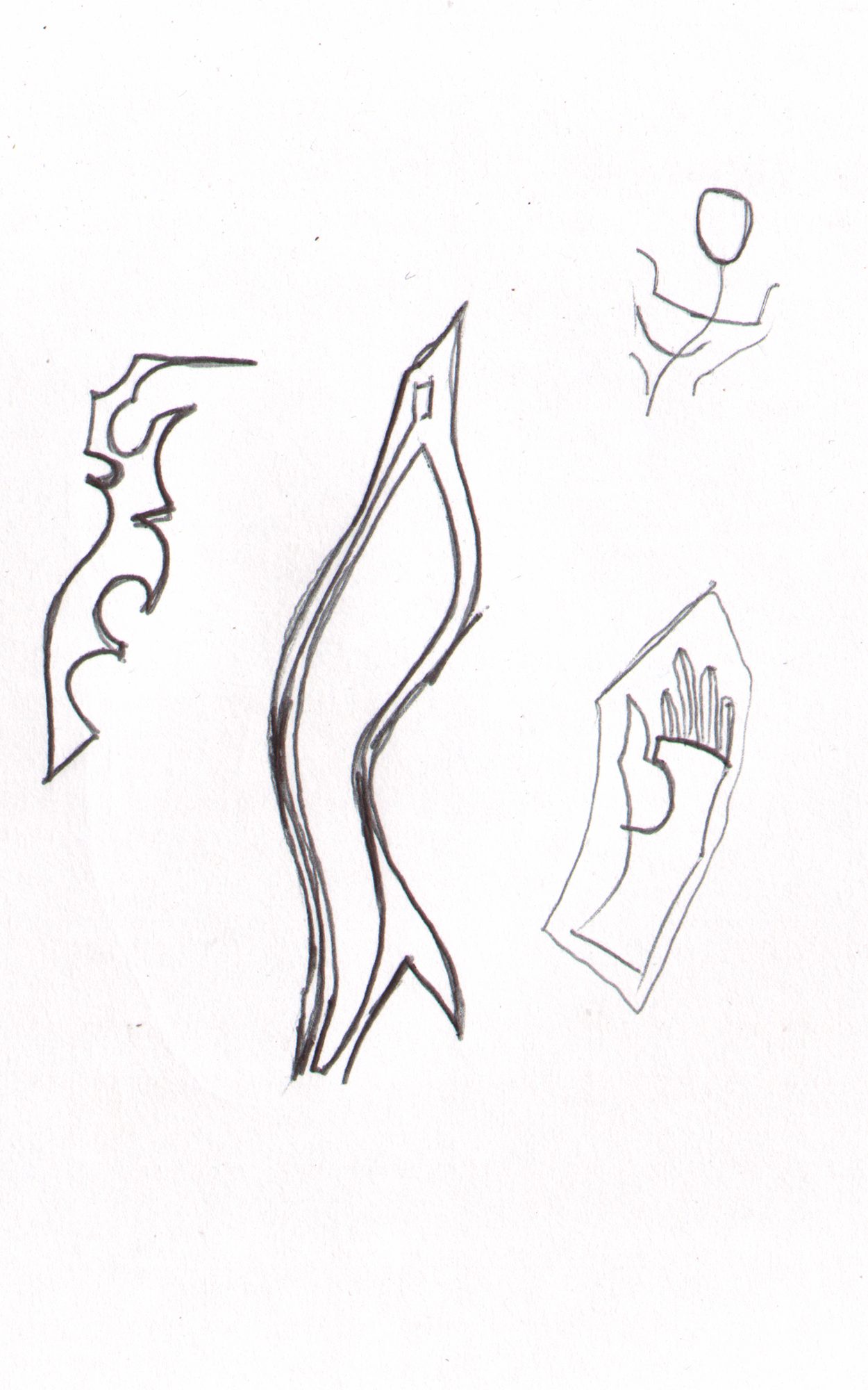 Spine gesture sketches + hand/face thumbnail