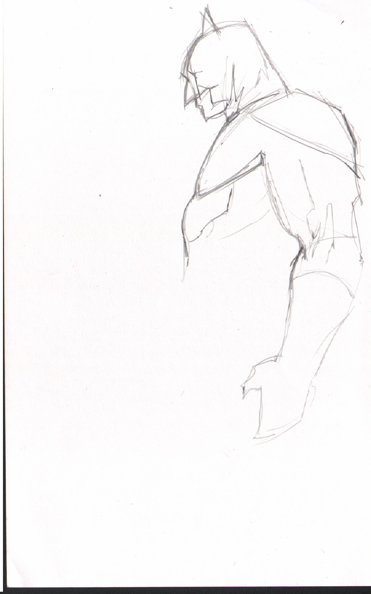 Caped hero profile — comic character sketch