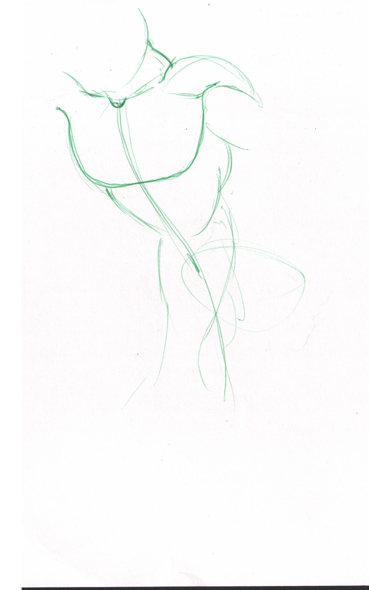 Green gesture figure — spine flow