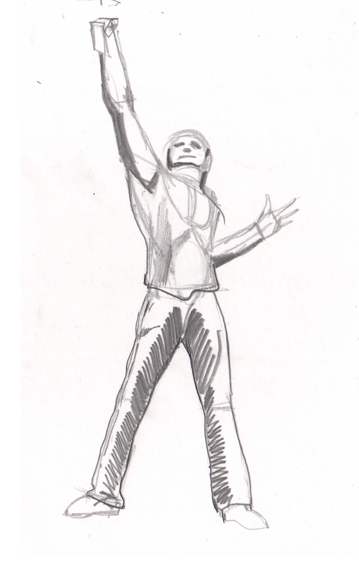 Full triumphant standing figure