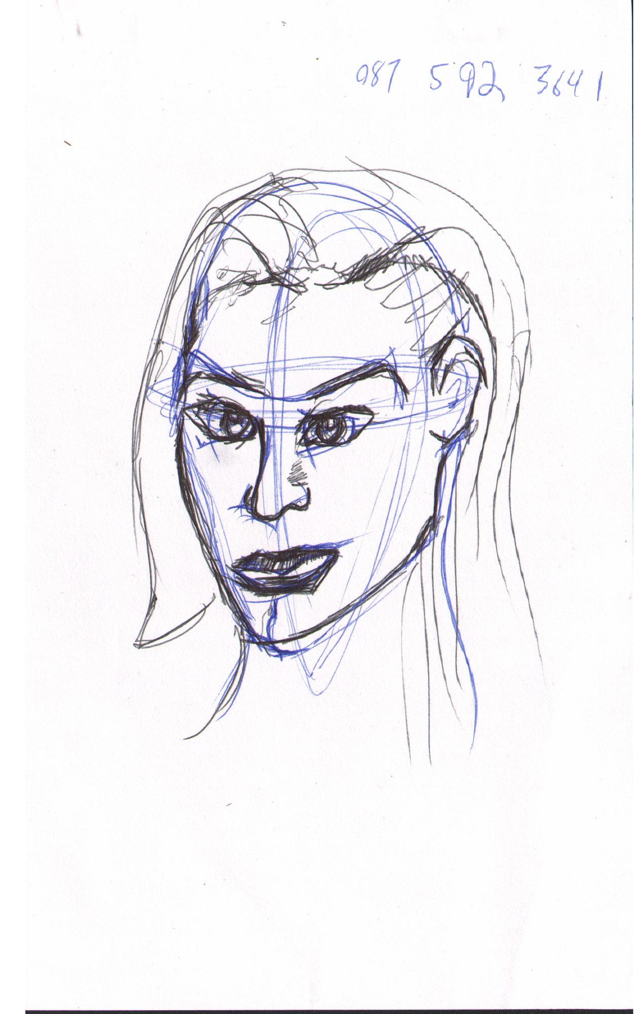 Female head front — 087/592/364 notation