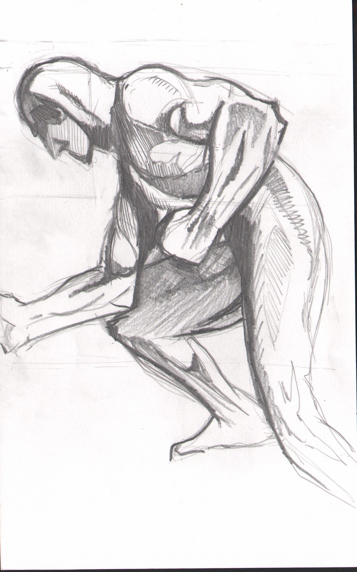 Crouching figure — muscle anatomy in motion